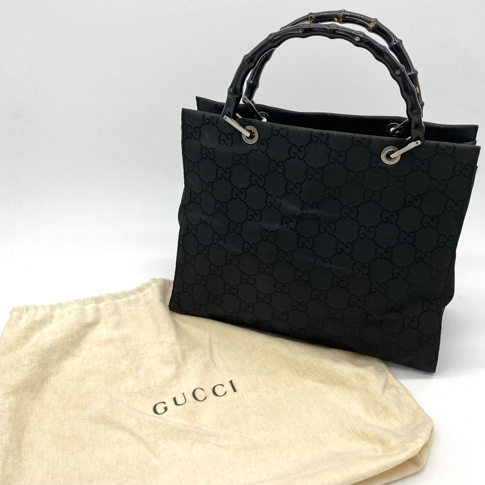 ▽GUCCI/グッチ バンブー GG柄 ハンド トート バッグ 002・1010