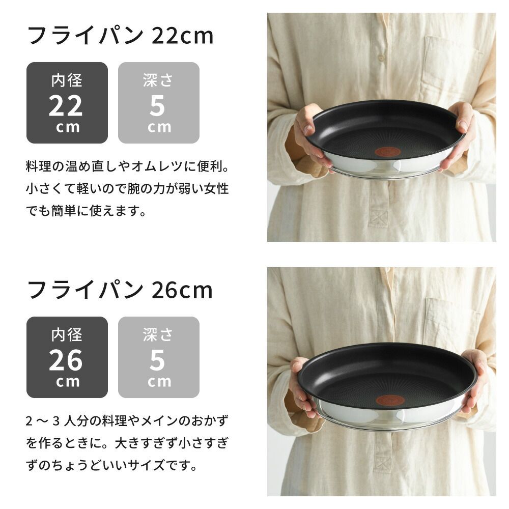 【年末迅速発送】新品　ティファール　グレース　ステンレス　フライパン　IH2点 ティファール グレース フライパン ステンレスIHガス火 2点 新品 未