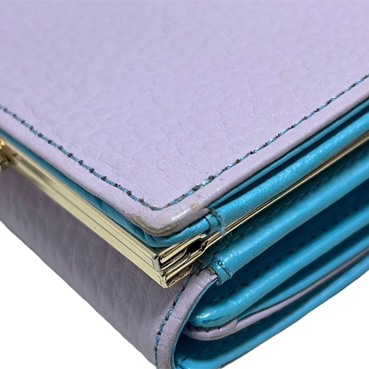 KITAMURA(キタムラ) 3つ折り財布 - ライトピンク×ライトブルー がま口