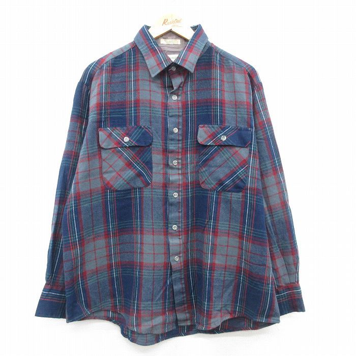 XL/古着 セントジョンズベイ 長袖 シャツ メンズ 90s 大きいサイズ 紺他 ネイビー チェック 24oct09 中古 トップス