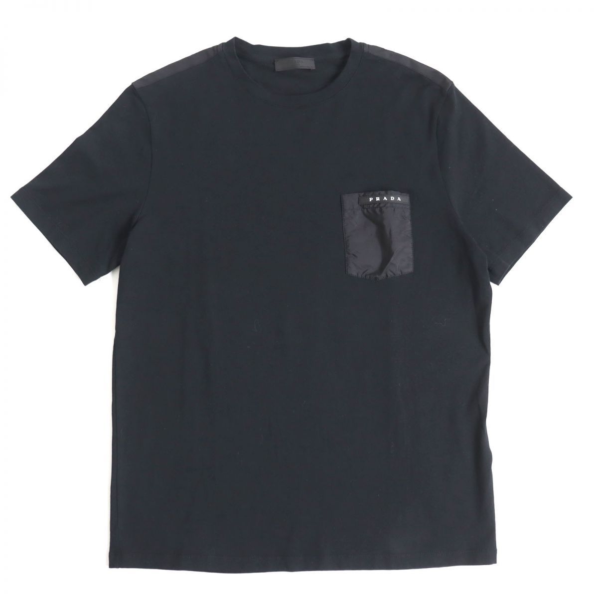 美品◇2019年 PRADA プラダ ラバーロゴプレート付き コットン クルー 