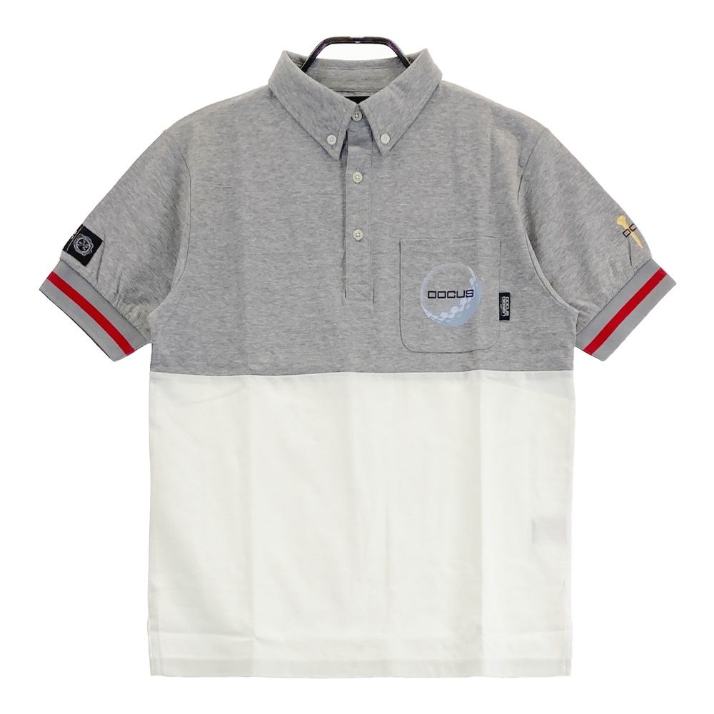サイズ M DOCUS ドゥーカス 半袖ポロシャツ ボタンダウン グレー系 240101523820 ゴルフウェア メンズ ストスト