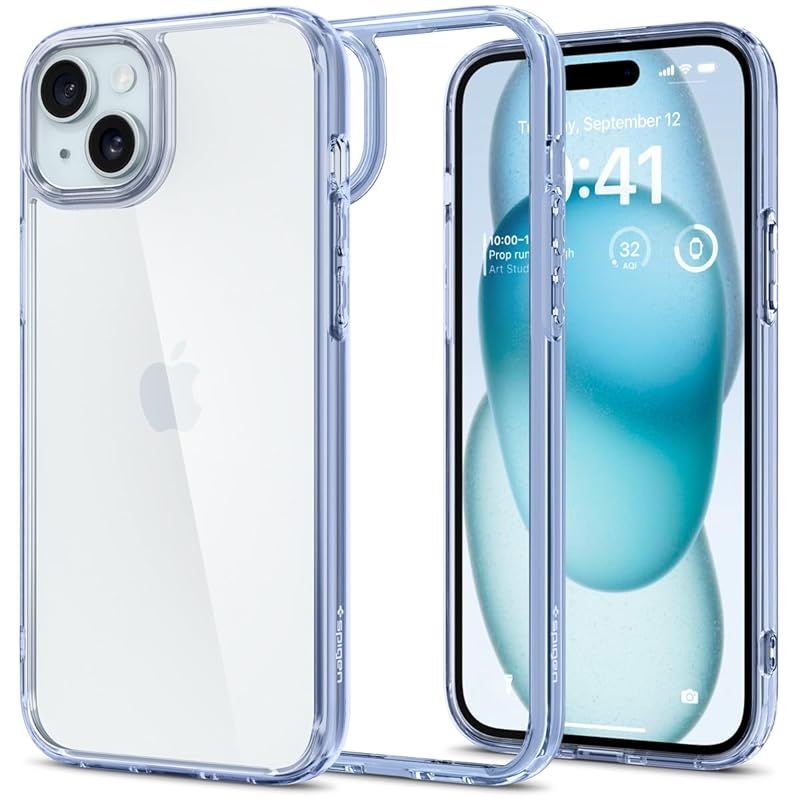 Spigen iPhone15Plus ケース クリア ストラップホール 米軍MIL規格 ウルトラ・ハイブリッド ACS07047 (スカイ・クリスタル) 1