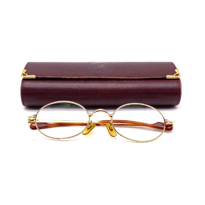 Cartier カルティエ トリニティ 度入り べっ甲調 ゴールド 眼鏡 eH0957N