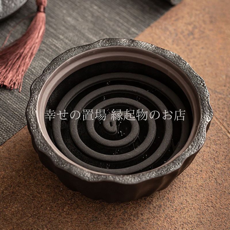 香炉 お香立て 蓋付き 開運 蓮 陶器 黒陶 縁起物 風水 瞑想 癒し 浄化