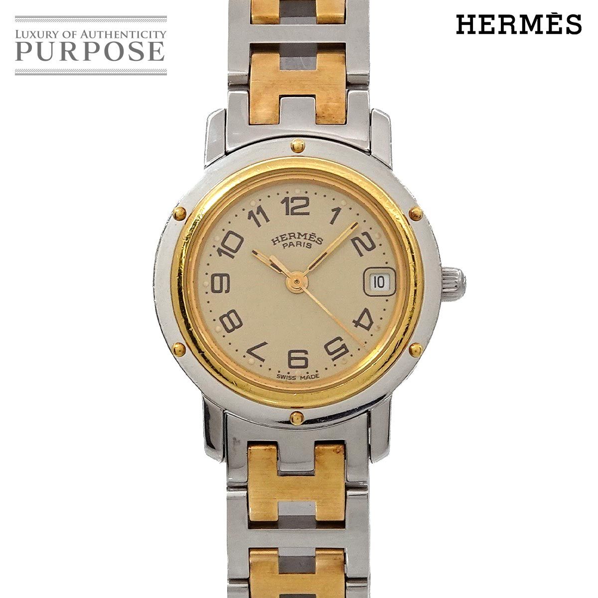 ▲ HERMES クリッパー HERMES エルメス CL4.220 クリッパー 腕時計 ステンレススチール