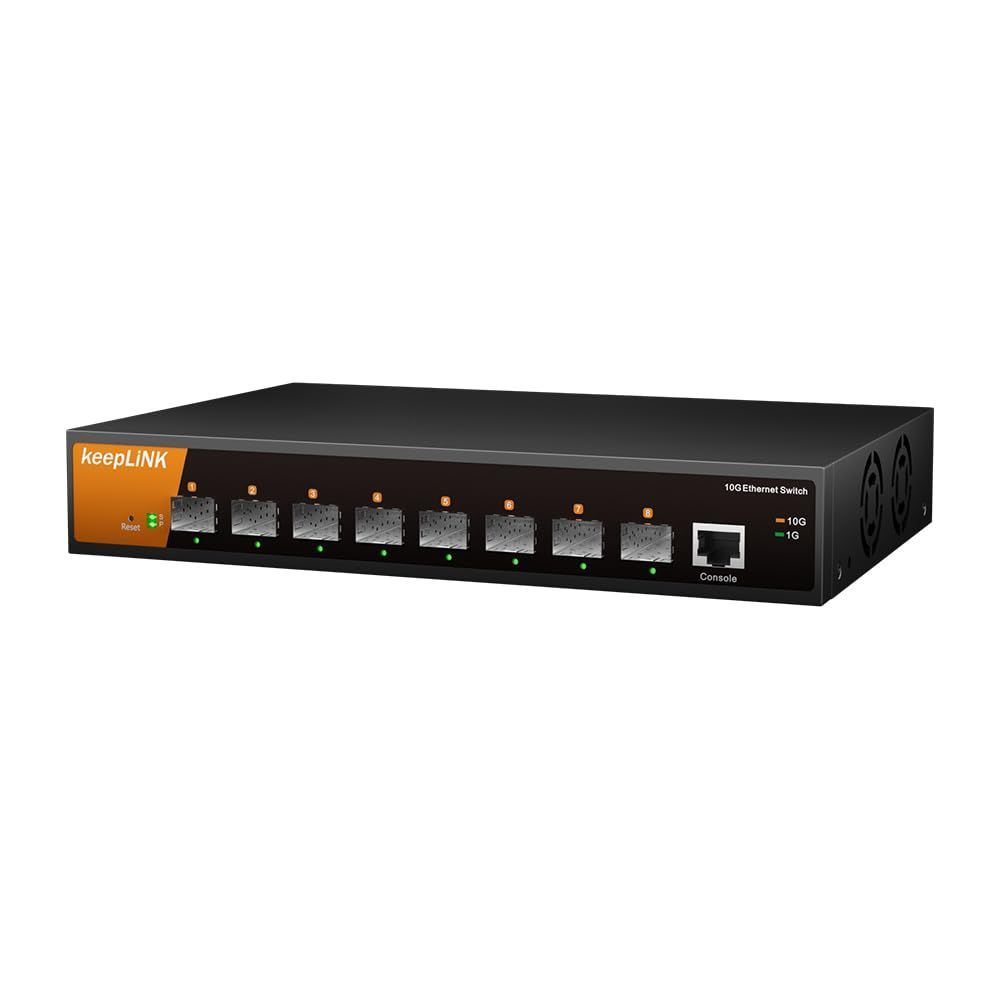 keepLiNK 8ポート10Gbps SFP スイッチングハブ L2 スマートマネージド L2|L3|L4 QoS IGMP - LAG IPV6 スタティックルーティング金属筺体