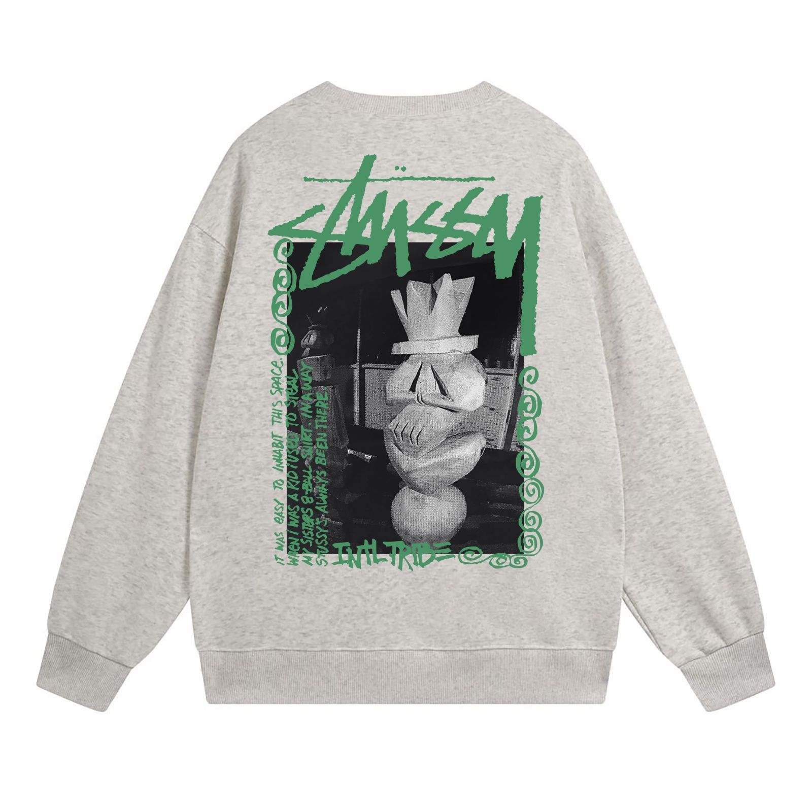 STUSSY SS23 石像プリントクルーネックスウェットシャツ 男女兼用