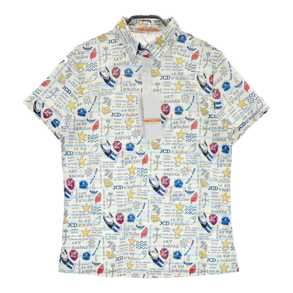 販売 サイズ：40 CASTELBAJAC カステルバジャック 半袖ポロシャツ 総柄
