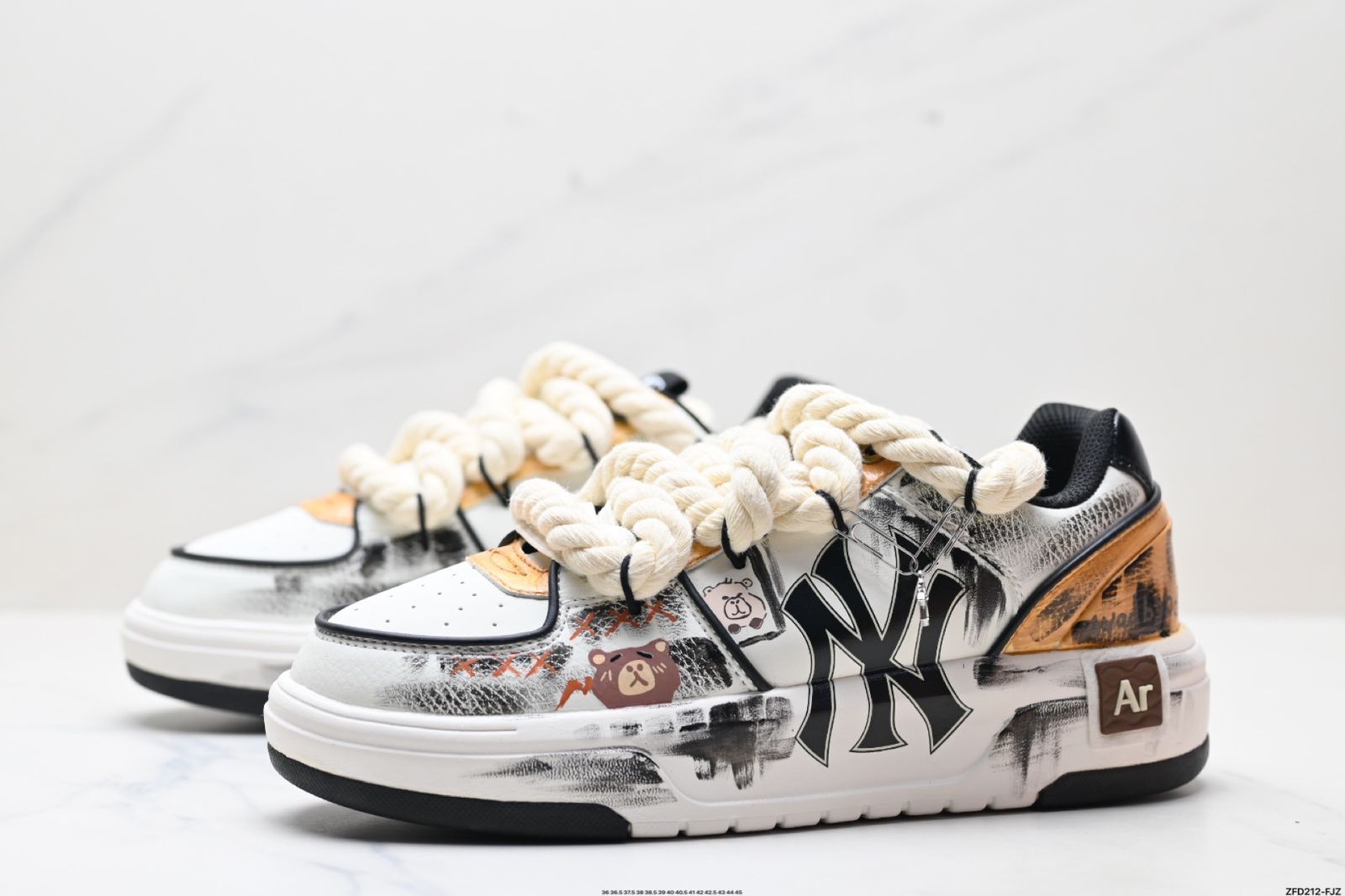  MLB Chunky Liner 萌趣塗鴉 潮流百搭 防滑耐磨 ロートップ スケートボードシューズ MM輸入 スニーカー 靴