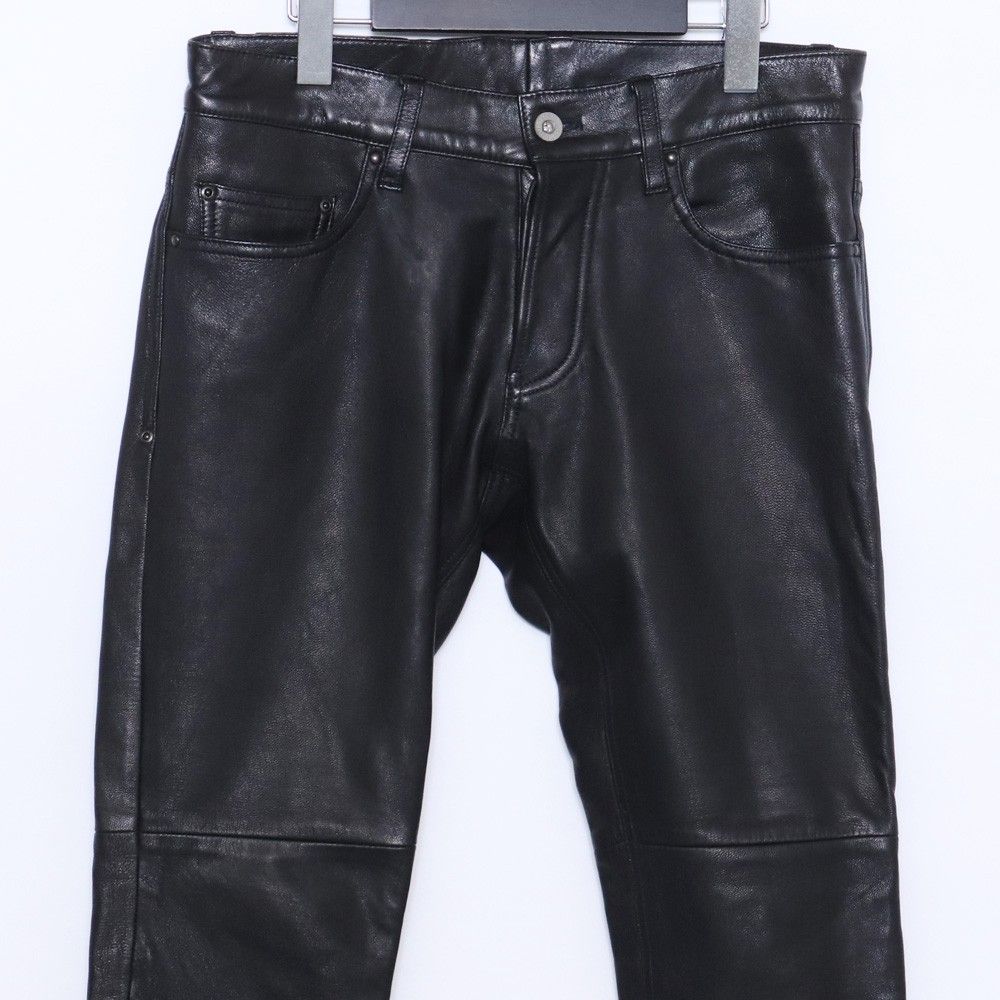 5351 POUR LES HOMMESレザーパンツブラックサイズ2 値下げ可能 5351 POUR LES HOMMES ゴートストレッチレザーパンツ サイズ2 ブラック