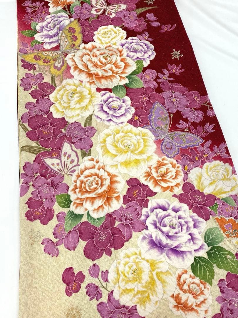 振袖 豪華 銀通し 金彩 銀彩 ラメ刺繍 薔薇 身丈169cm 撥水加工済 