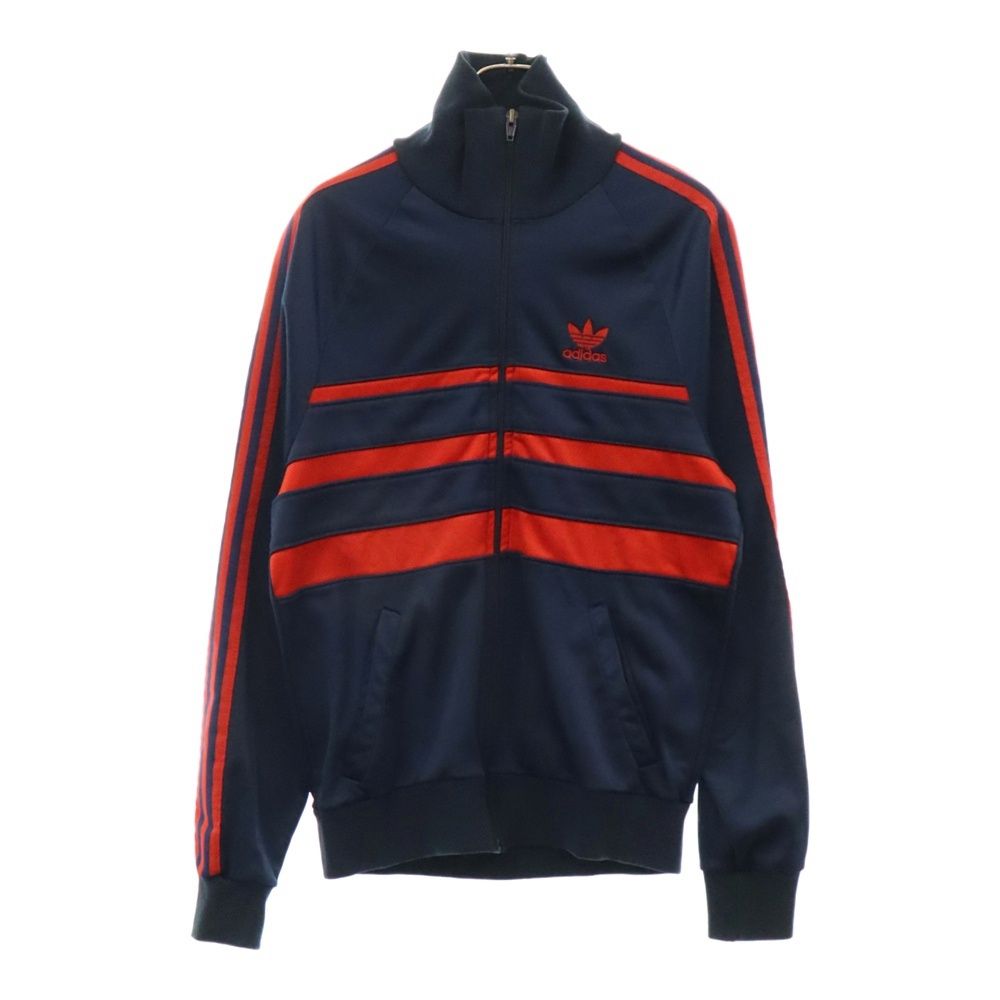 adidas (アディダス) 80S VINTAGE ヴィンテージ USA製 フロントロゴ ボーダーライン トラックジャケット レッド/ネイビー