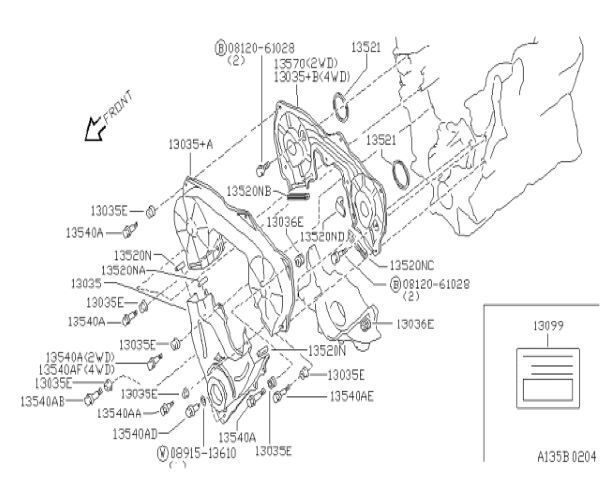 ニッサン ダットサン D22 カバ アツセンブリ フロント タイミングチエーン COVER 日産 NISSAN純正 メーカー純正品 JDM OEM