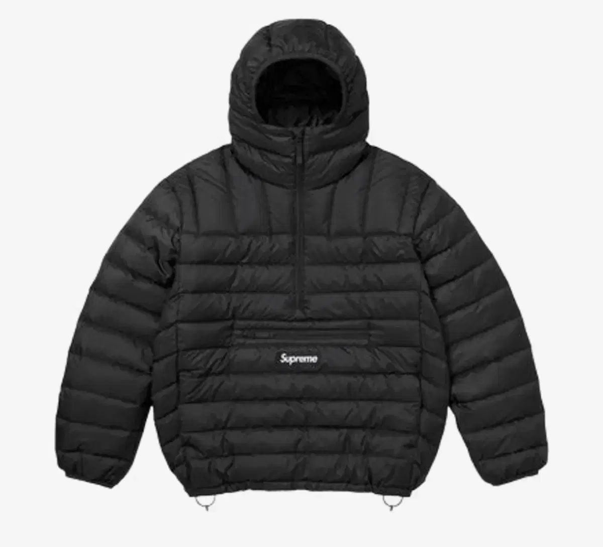 Supreme シュプリーム ダウンジャケット ハーフ ジップ フード プルオーバー 黒 -