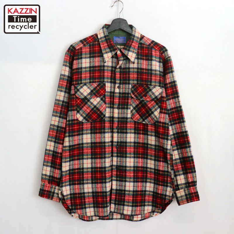 70s vintage PENDLETON チェック柄 ウール 長袖シャツ メンズ 表記M