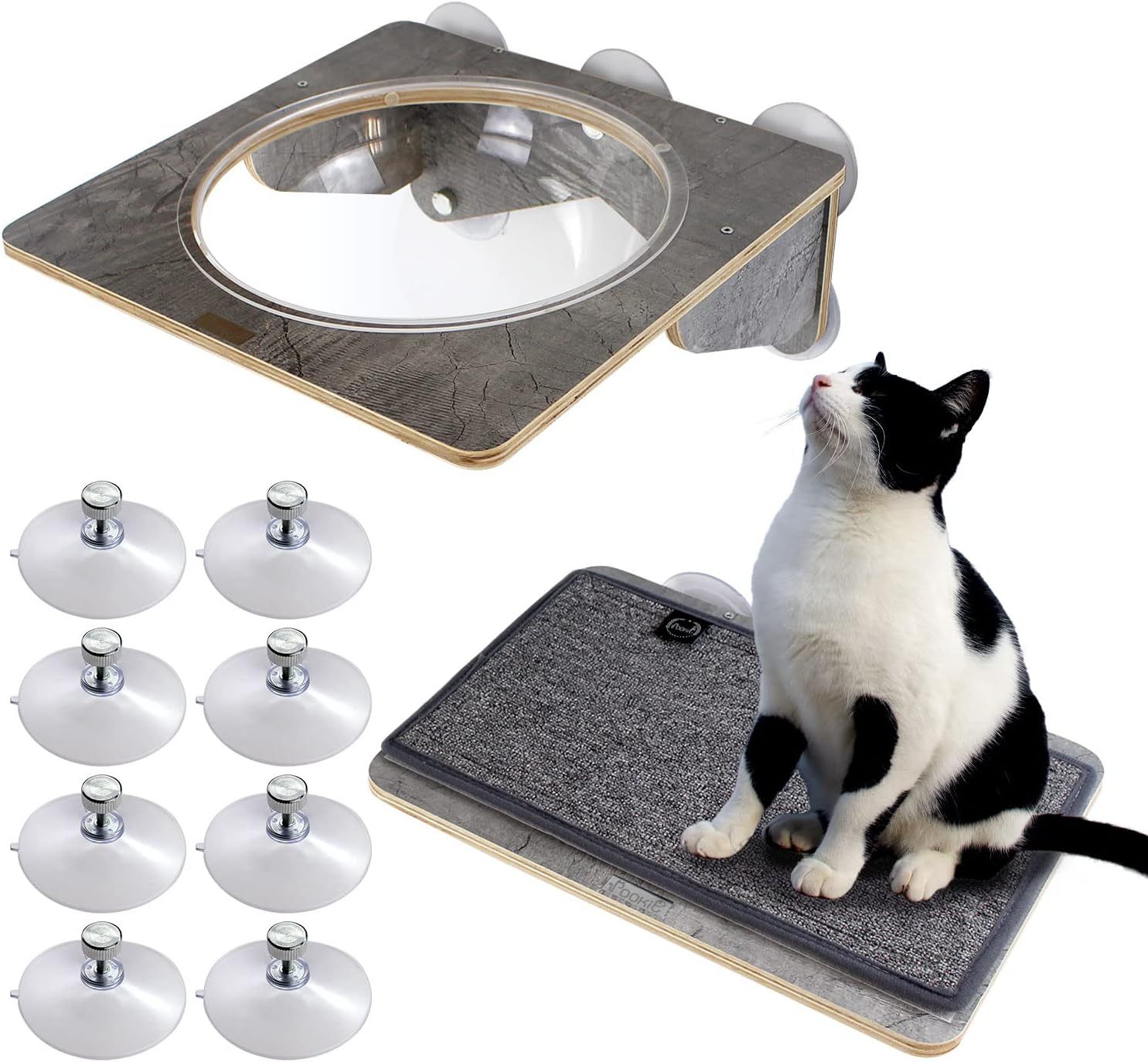 POOKIE 猫 窓 ハンモック 爪とぎ 窓ベッド キャットステップ キャットタワー ベッド 台 猫ベッド 吸盤 取り付け 2種セット
