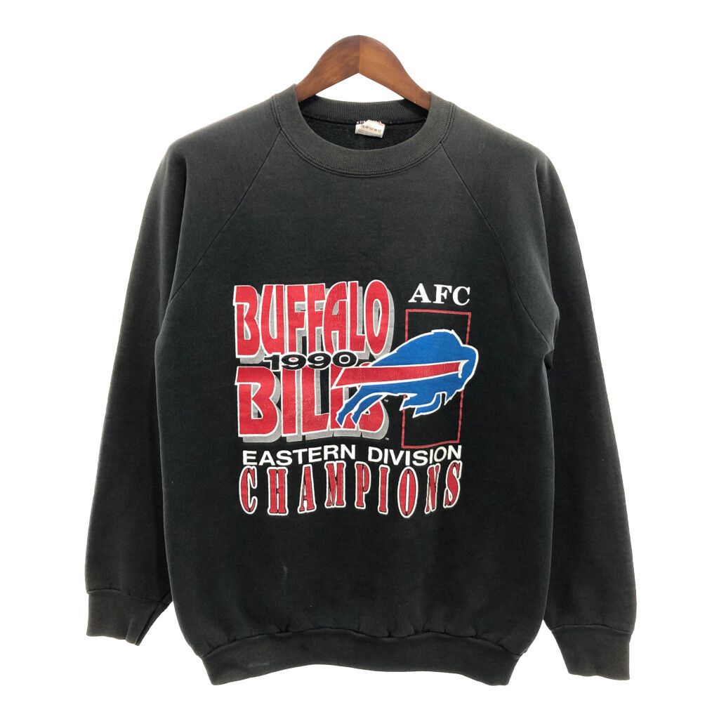90年代 USA製 FRUIT OF THE LOOM NFL バッファロー・ビルズ スウェット アメフト プロチーム ブラック (メンズ XL) 中古 古着 P5629