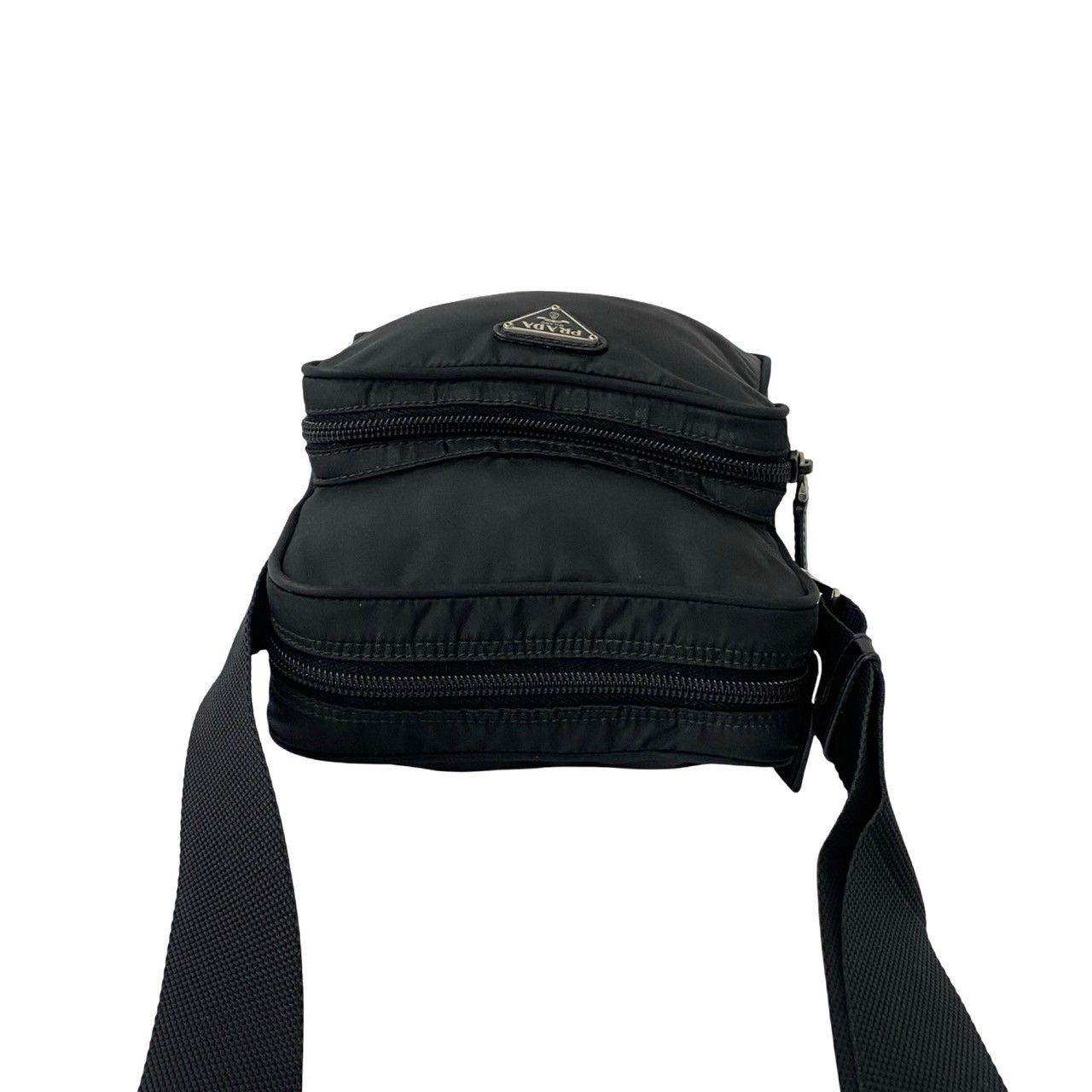 極 美品 希少品 PRADA プラダ 三角ロゴ 金具 ナイロン レザー 本革 