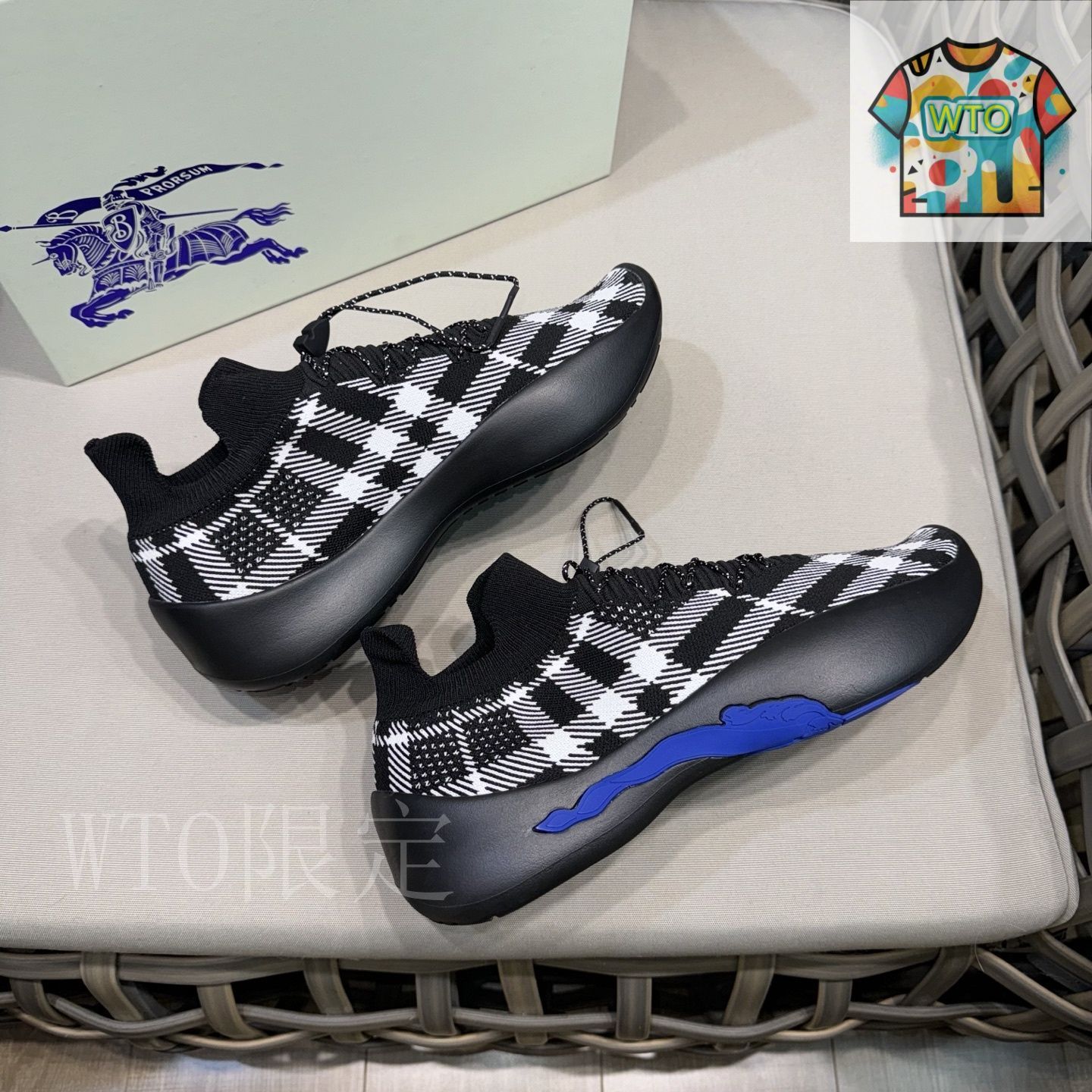 新品BURBERRY　バーバリー バーバリー（BURBERRY） チェック ニット スニーカー01-2 - メルカリ