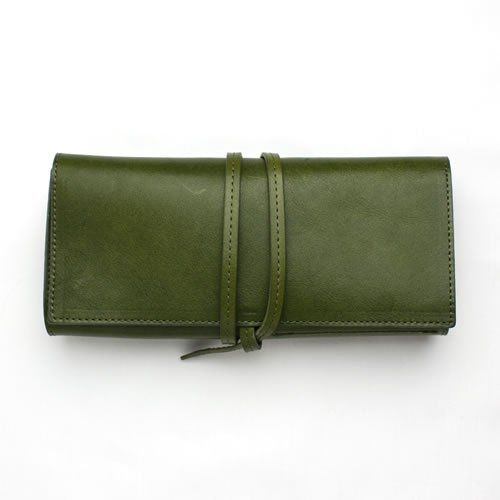 和気文具オリジナル 本革ペンケース ロールタイプ 栃木レザー グリーン