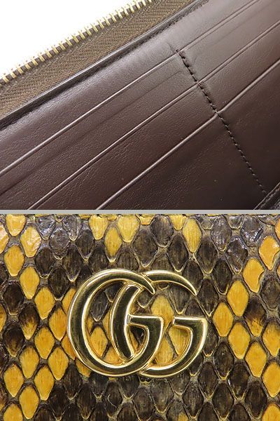 激レア美品】 グッチ GUCCI GGマーモント ダブルG パイソン ジップ