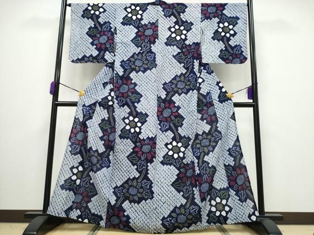 平和屋着物∴夏物 浴衣 有松鳴海絞り 枝菊文 綿 CAAY4554ng