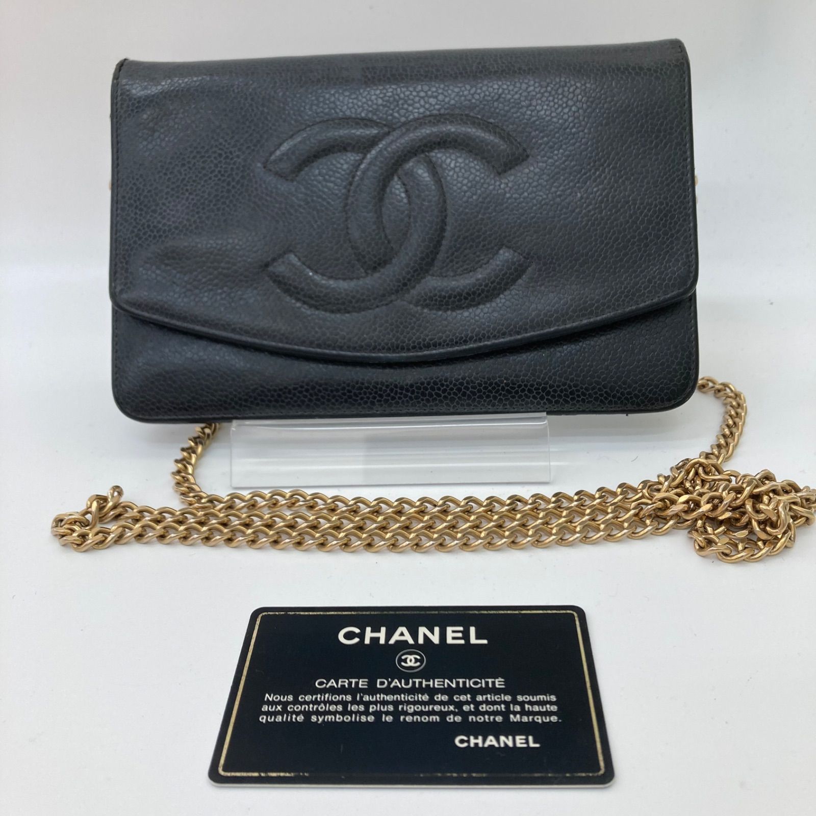 CHANEL】シャネル キャビアスキン チェーンショルダー チェーン 