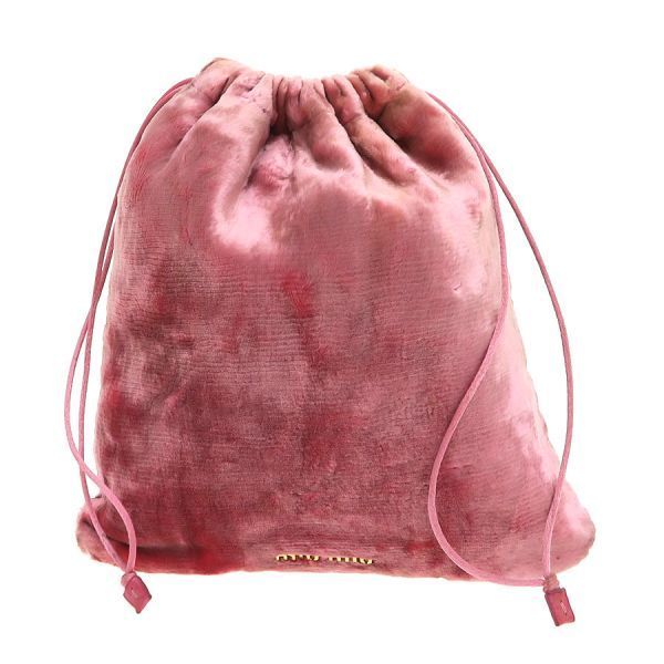 miumiu ピンク ベルベット 巾着ポーチ　ベロア MIU ミュウミュウ イタリア製 ベロア巾着 ピンク ベルベット