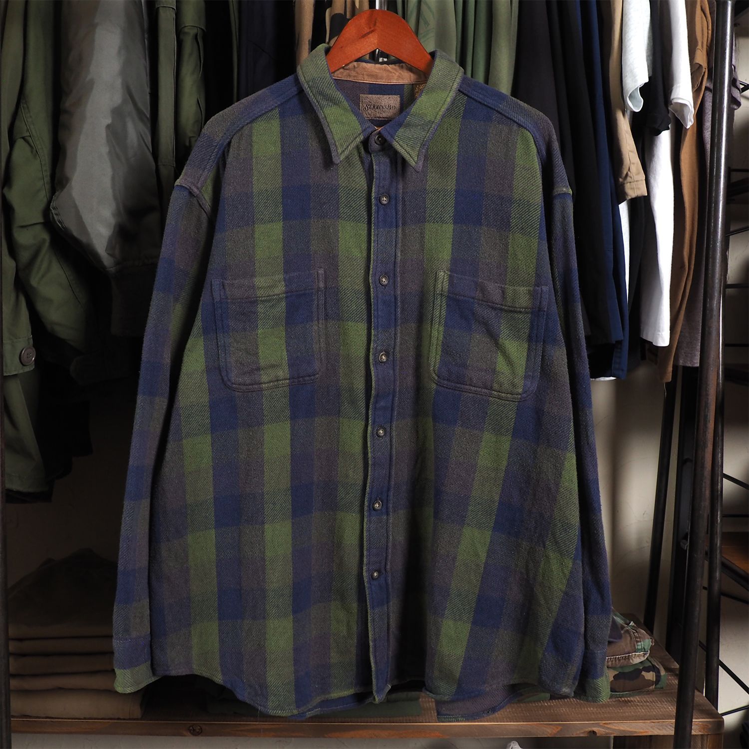 90s 00s】セントジョンズベイ ヘビネル チェックシャツ ネイビー M