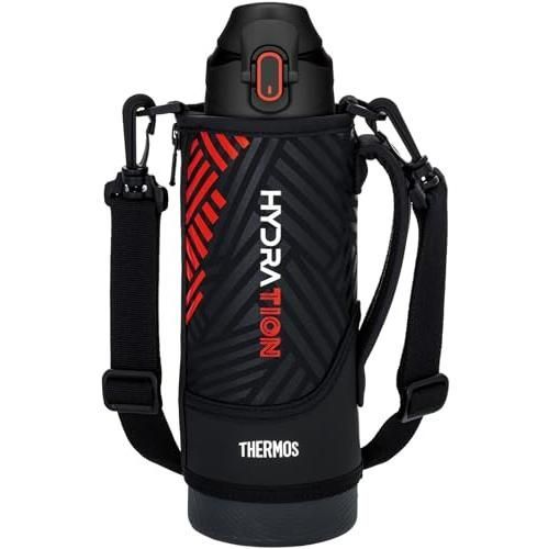 サーモス 水筒 真空断熱スポーツボトル 1L ブラックオレンジ 保冷 子供用 ポーチ付き 肩に優しいストラップ FJS-1000F BKOR