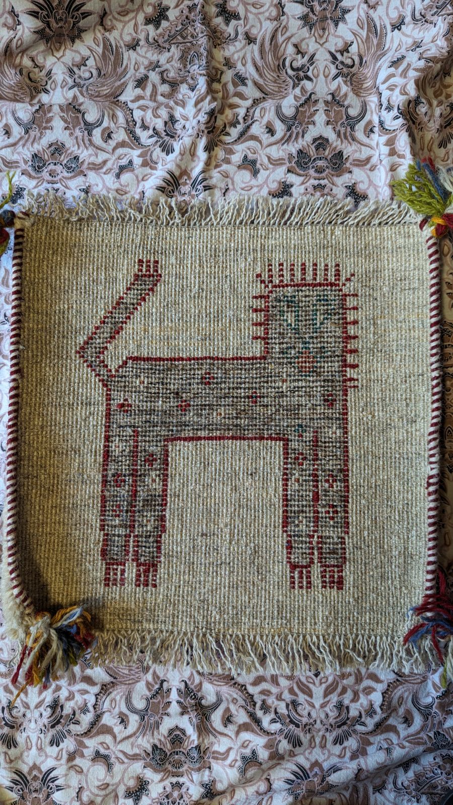 ギャッベ ライオン 座布団 チェアマット 約40x40cm ペルシャ イラン