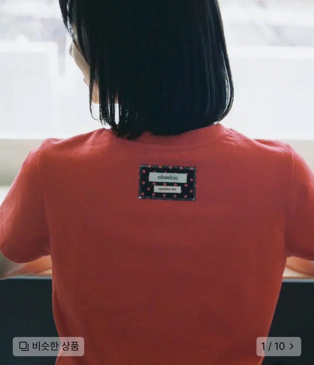 タグ O おへしお ドット ラベル Tシャツ 赤
