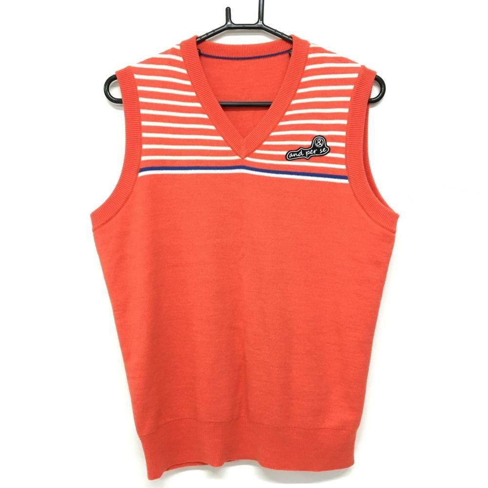 リバーシブルニットベスト レッドオレンジ系