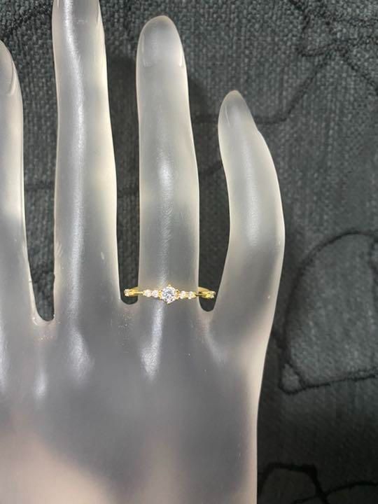 1186）14号 ゴールドスワロフスキー極極細エンゲージリング 高価爪留め指輪 - メルカリ