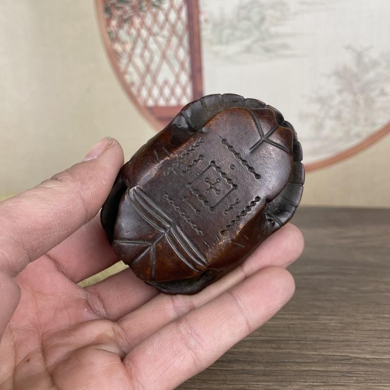 亀の甲羅 カメ 占い 文鎮 金属細工 置物 インテリア ビンテージ レトロ