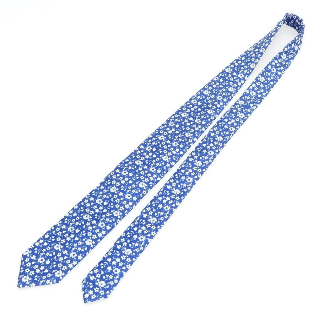 【極美品】ブリューワー BREUER ネクタイ ブルー×ホワイト 青系 ブリューワー｜小紋ネクタイ｜ブルー