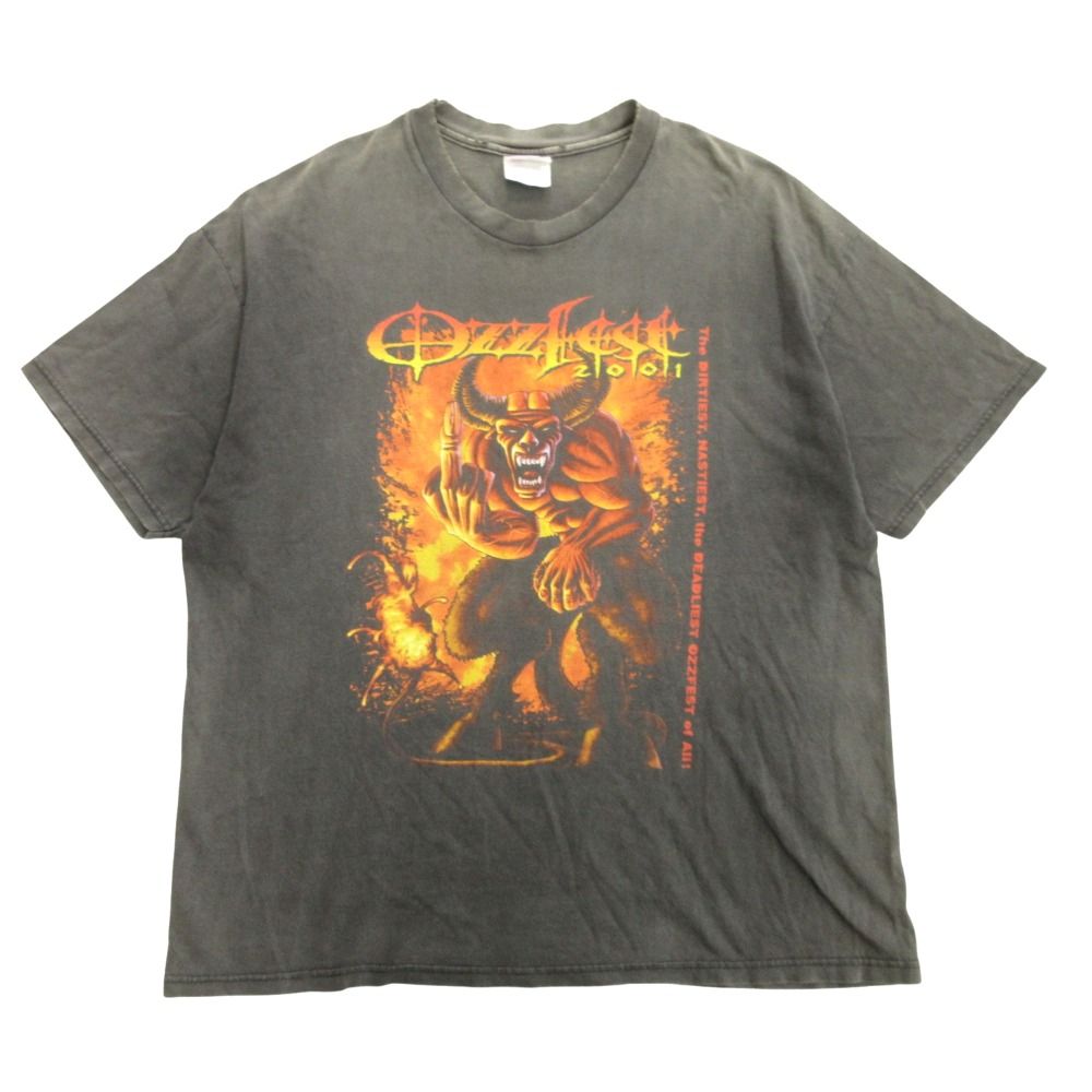 2001年 Ozzfest オズフェスト バンド Tシャツ メタル オジーオズボーン ブラックサバス Hanes 00's ヴィンテージ XL グレー メンズ 古着 中古 USED