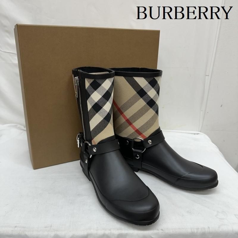 BURBERRY バーバリー 長靴、レインシューズ ネオプレン ラバー レインブーツ ハウスチェック 8034405 38