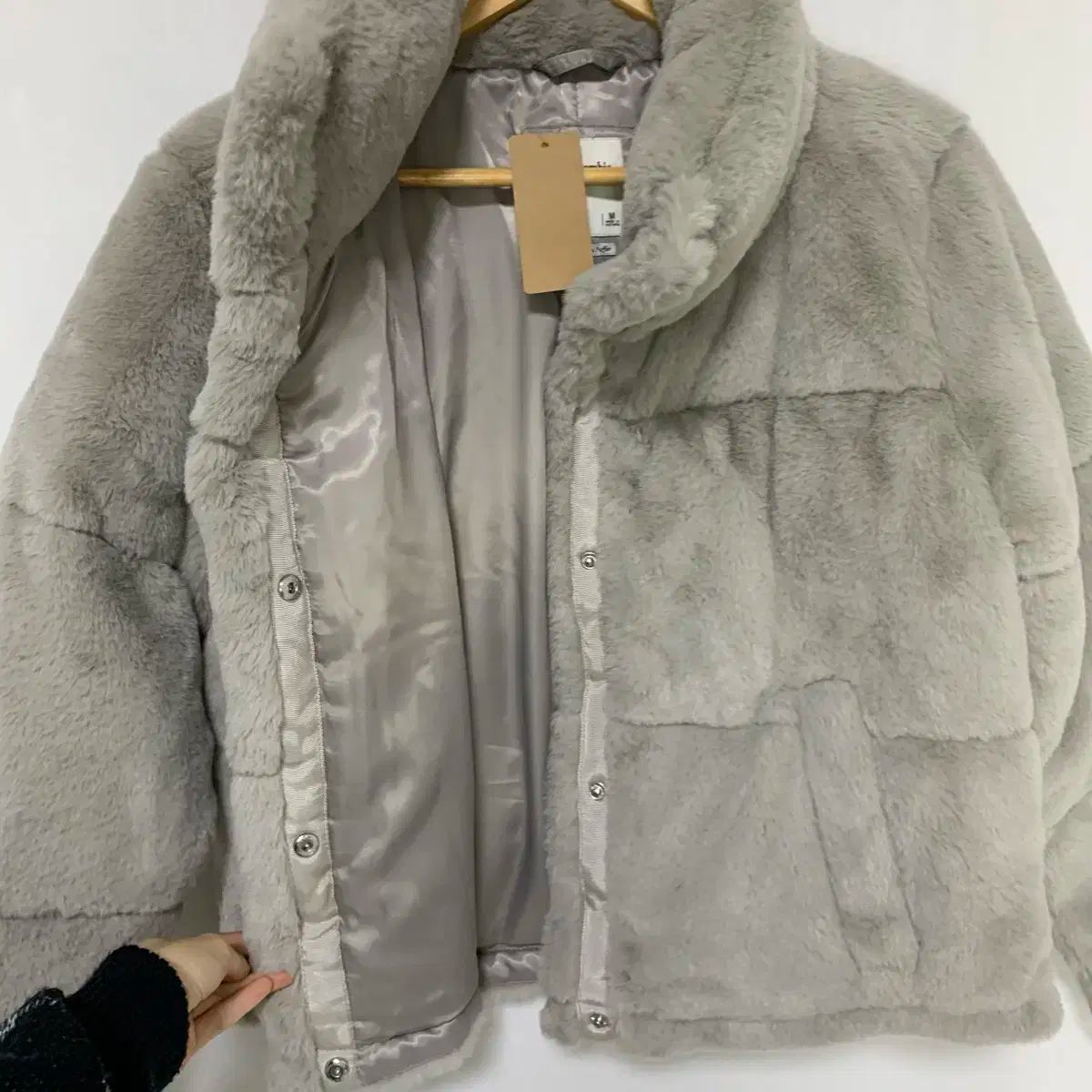 アバクロンビー レディース グレー ショート ファージャケット ヴィンテージ M