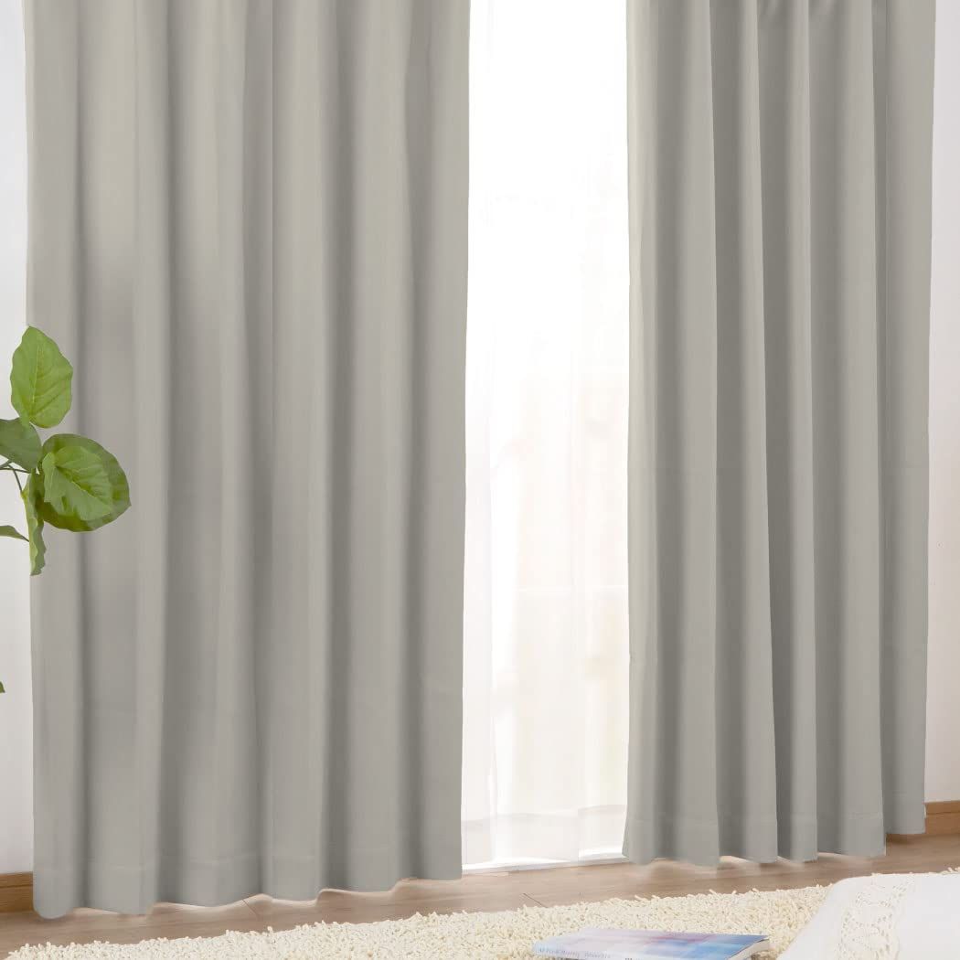 商品 アイボリー 111サイズ×7カラー アースカラー 幅100×230cm丈 洗濯可 2枚組 無地 カーテン 省エネ 断熱 防音 1級遮光 HZ-CP-N シーフィールド