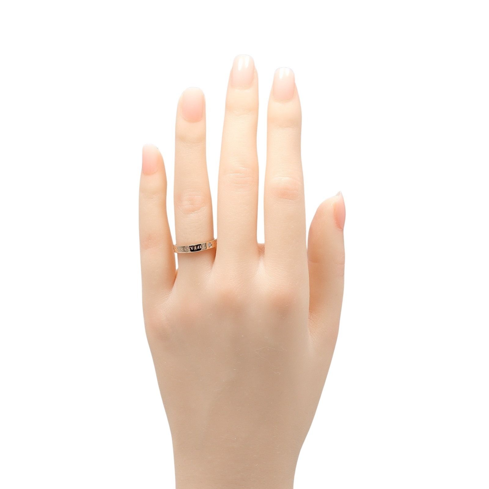 TIFFANY-Co. ティファニー フラットバンド K18ピンクゴールド×3Pダイヤモンド 9号 レディース 3.39g リング 指輪