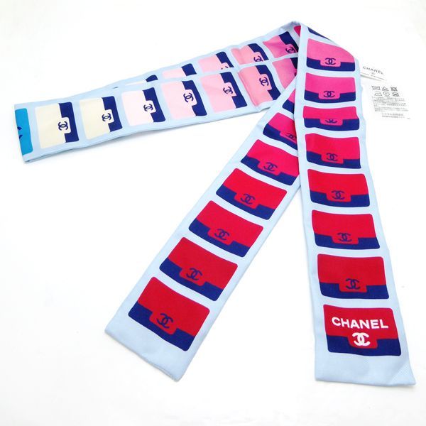 CHANEL ヘアバンド ツイリー ココマーク シルク100% スカーフ タグ付き