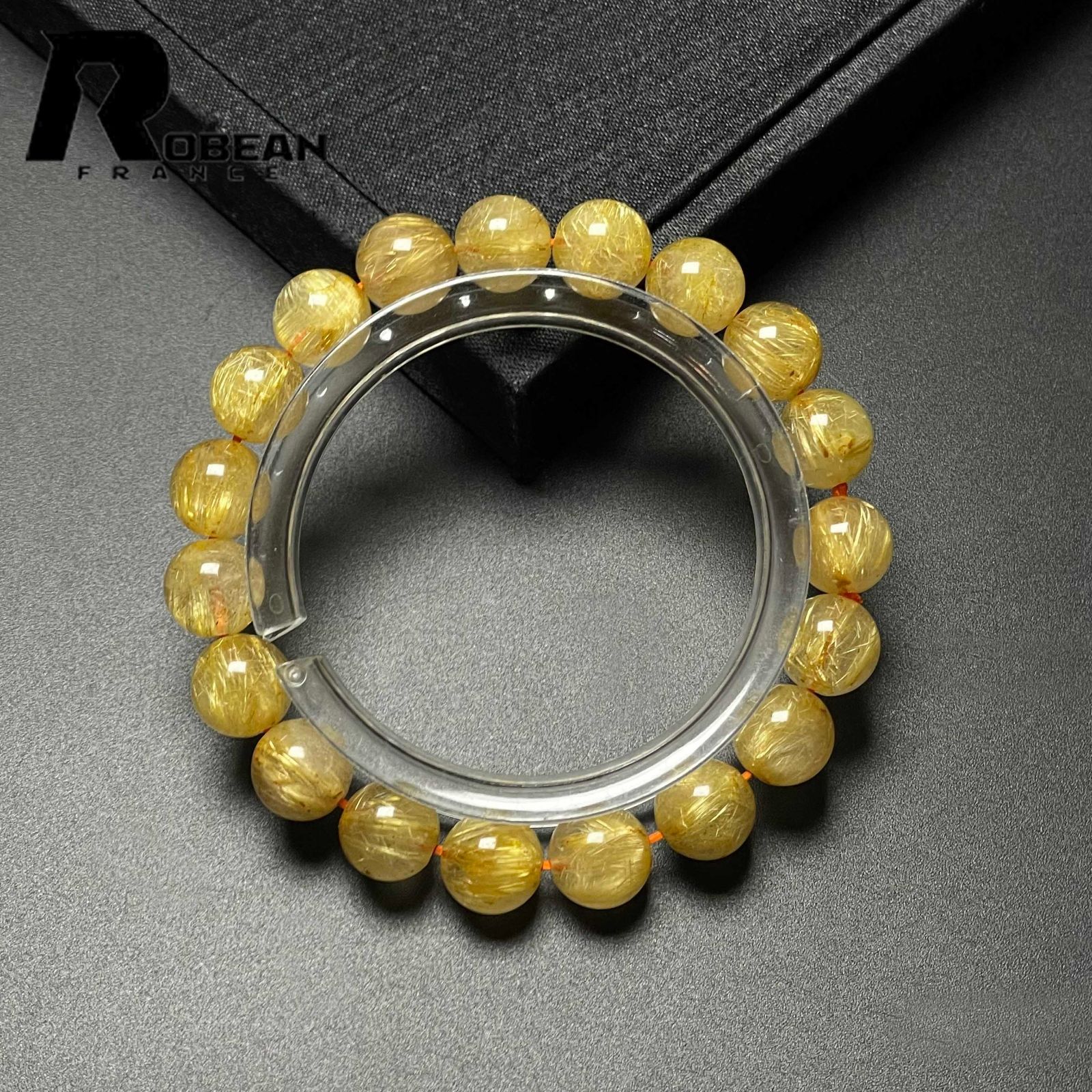 10 OFFクーポン配布中 EU製 定価15万円 ROBEAN ! 満針ルチルクォーツ ブレスレット パワーストーン 天然石 金運 お守り プレゼント2 9.8-10.3mm M1009645