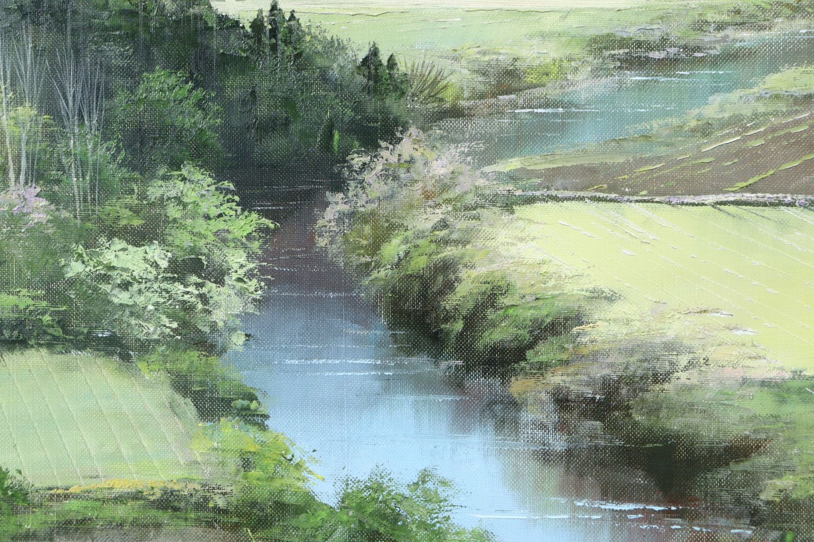 25175】佐田 光 油彩画 風景画 [越後の山] 肉筆 F6号 額装絵画 25175