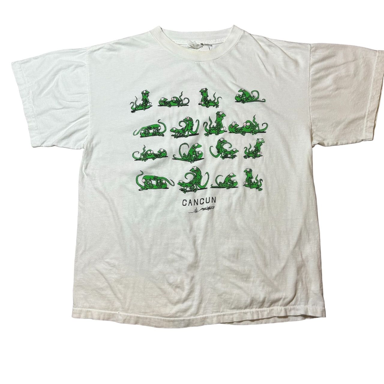 USA製 90s graphique années 90 taille 44 Cancun Mexique lézards gambadants T-shirt エロt 古着 ヴィンテージ 48手 カメレオン Tシャツ