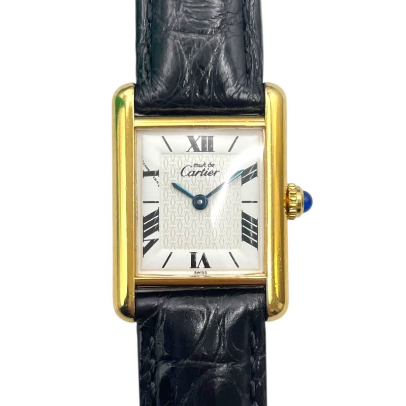 カルティエ Cartier マストタンク SM W1009654 ホワイト SV|GF レディース 腕時計