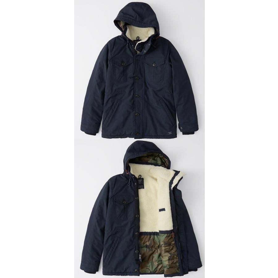 af-0182　アバクロ 正規品　Sサイズのみ　Abercrombie＆Fitch　メンズ　アウタージャケット ナイロン マウンテンパーカー　NAVY　ボア　　新品未使用長期保管品