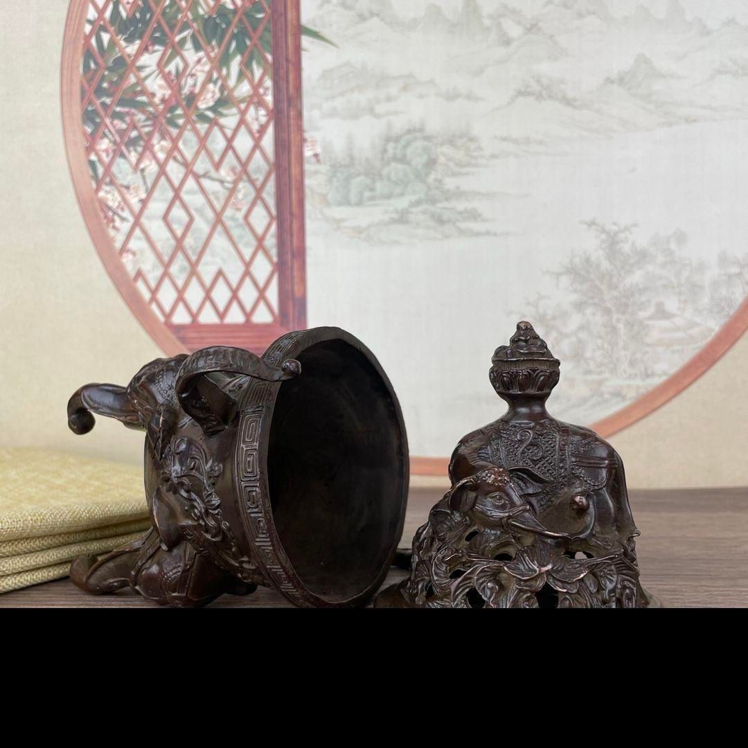 銅細工 香炉 茶香炉 仏道具 工芸品 美術品 置物