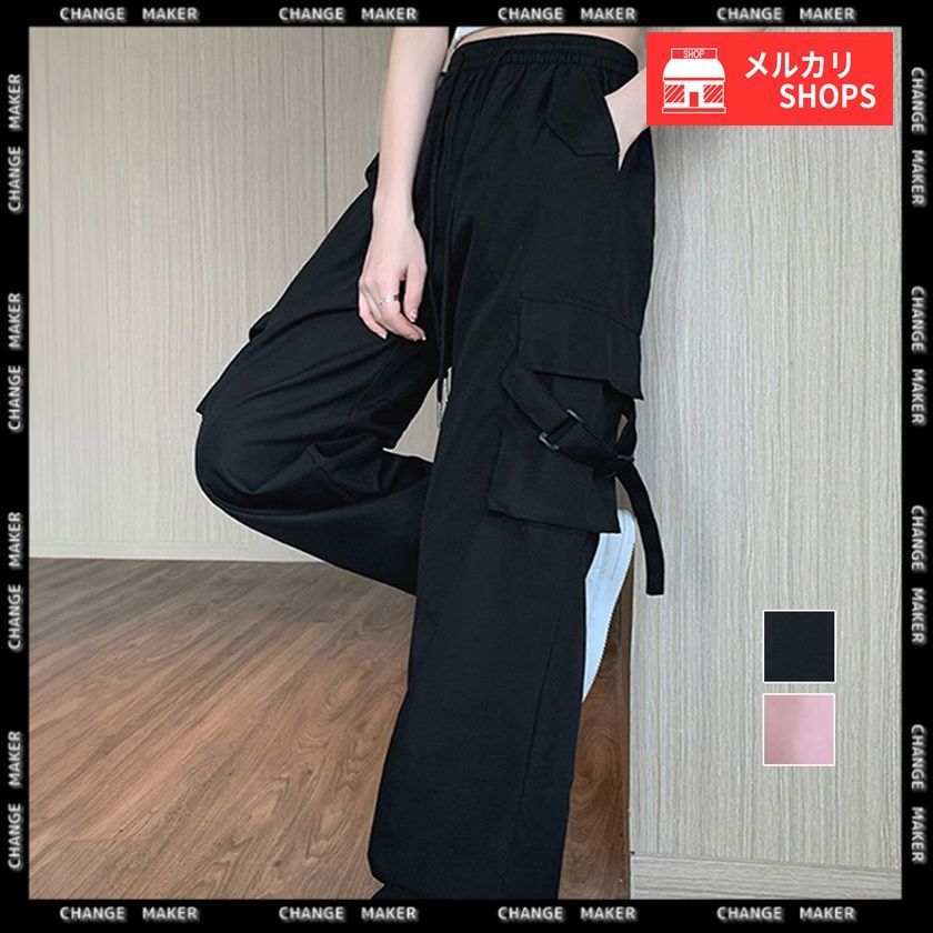 カーゴパンツ レディース ワイドパンツ 春秋夏 ウエストゴム